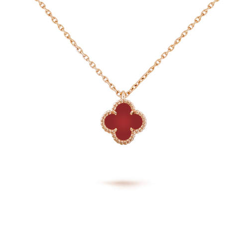 [Bling Jewelrys ]CLOVER MINI 9.5MM WHITE CARNELIANS NECKLACE