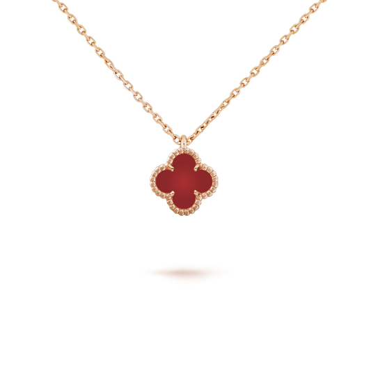 [Bling Jewelrys ]CLOVER MINI 9.5MM WHITE CARNELIANS NECKLACE