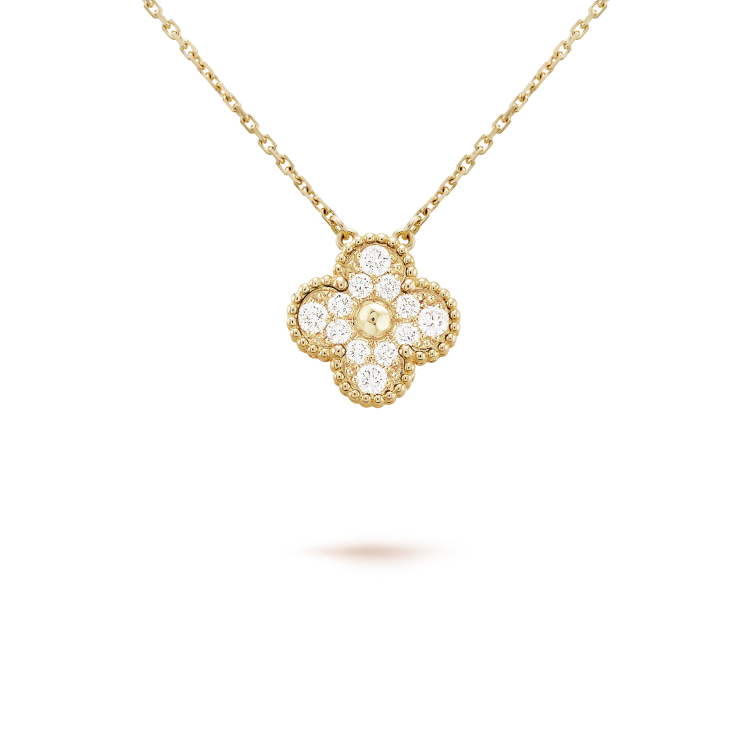 [Bling Jewelrys] CLOVER 15MM DIAMANT-EINZELBLUMEN-HALSKETTE