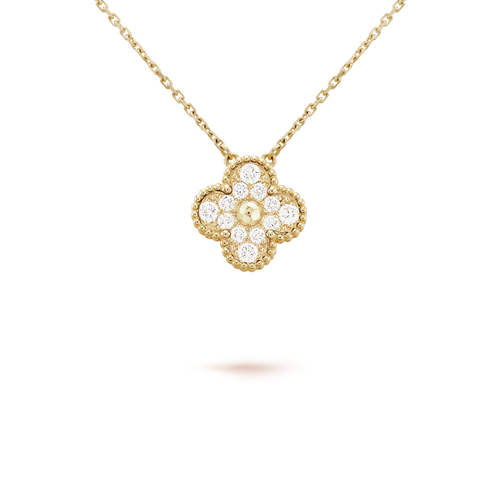 [Bling Jewelrys] CLOVER 15MM DIAMANT-EINZELBLUMEN-HALSKETTE