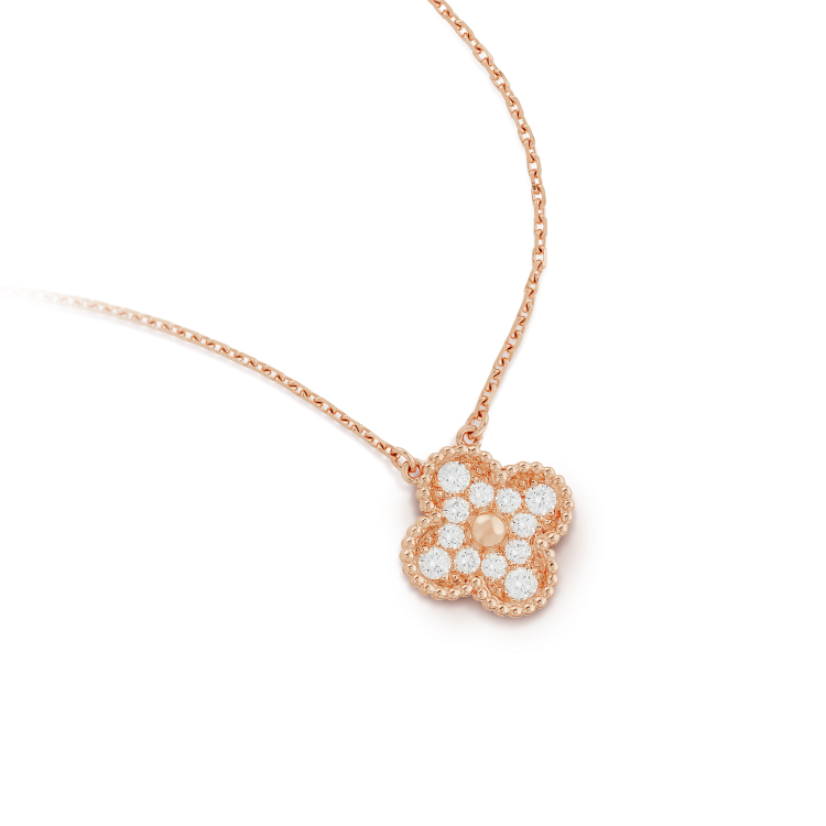 [Bling Jewelrys] CLOVER 15MM DIAMANT-EINZELBLUMEN-HALSKETTE