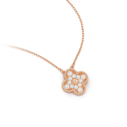[Bling Jewelrys] CLOVER 15MM DIAMANT-EINZELBLUMEN-HALSKETTE