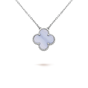 [ブリングジュエリー] クローバー 15mm ブルーカルセドニー ネックレス シルバー