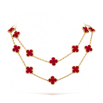 [Bling Jewelrys ]CLOVER 20 MOTIFS CARNELIAN NECKLACE