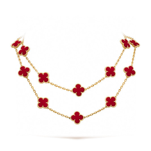 [Bling Jewelrys ]CLOVER 20 MOTIFS CARNELIAN NECKLACE