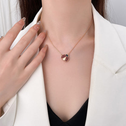 [Bling Jewelrys ]LUCKY  CARNELIANS LADYBUG NECKLACE
