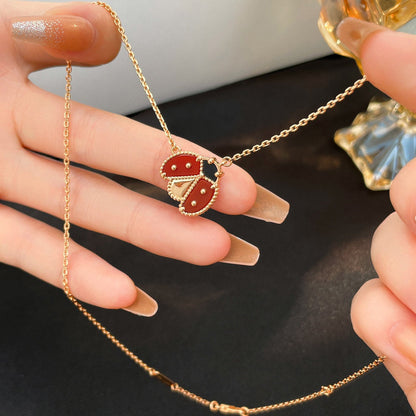 [Bling Jewelrys ]LUCKY  CARNELIANS LADYBUG NECKLACE