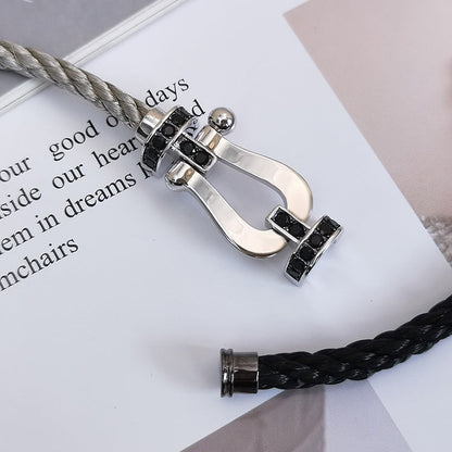 [Bling Jewelrys ]FORCE LARGE HORSESHOE BLACK DIAMOND BRACELET SILVER