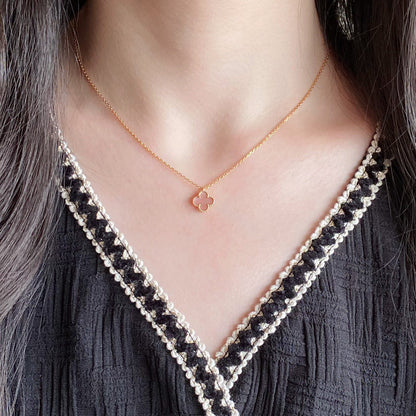 [Bling Jewelrys ]CLOVER 15MM PINK MOTHER-OF-PEARL SINGLE FLOWER NECKLACE