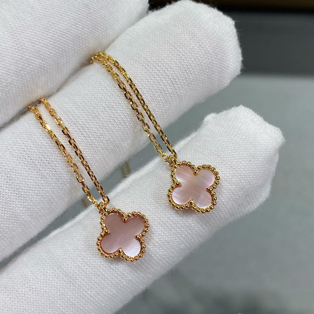 [Bling Jewelrys ]CLOVER 9.5MM PINK MOTHER OF PEARL SINGLE FLOWER NECKLACE
