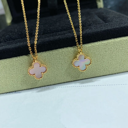 [Bling Jewelrys ]CLOVER 15MM PINK MOTHER-OF-PEARL SINGLE FLOWER NECKLACE