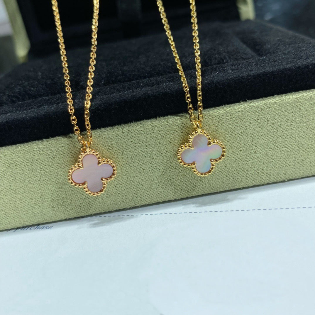 [Bling Jewelrys ]CLOVER 9.5MM PINK MOTHER OF PEARL SINGLE FLOWER NECKLACE