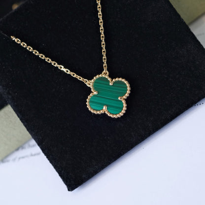 [Bling Jewelry] 15MM MALACHIT-KLEEBATT-HALSKETTE (EINZELBLÜTE)