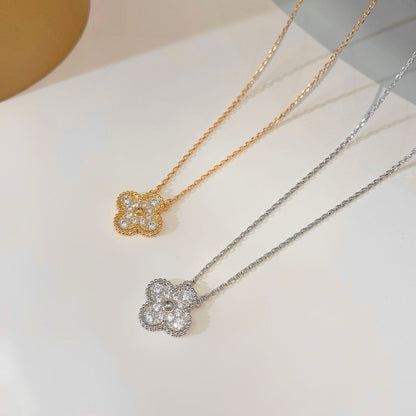 [Bling Jewelrys] CLOVER 15MM DIAMANT-EINZELBLUMEN-HALSKETTE