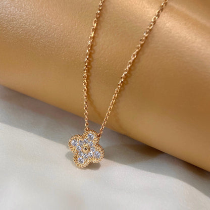 [Bling Jewelrys] CLOVER 15MM DIAMANT-EINZELBLUMEN-HALSKETTE