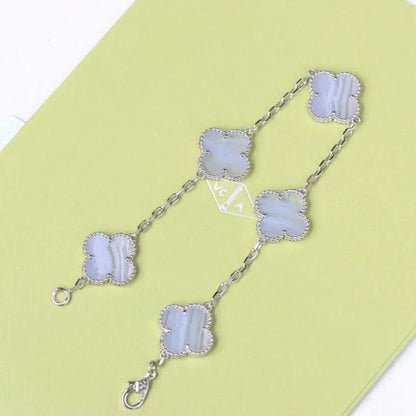 [Bling Jewelrys ] CLOVER 5 MOTIF PURPLE CHALCEDONY BRACELET COLLECTION