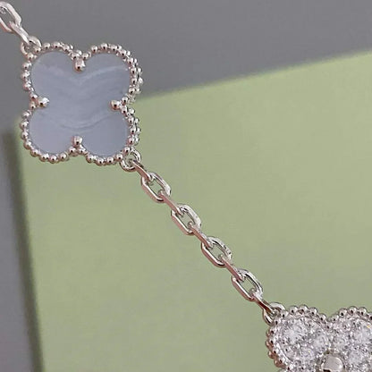 [Bling Jewelrys ] CLOVER 5 MOTIF PURPLE CHALCEDONY BRACELET COLLECTION