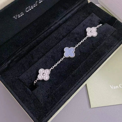 [Bling Jewelrys ] CLOVER 5 MOTIF PURPLE CHALCEDONY BRACELET COLLECTION