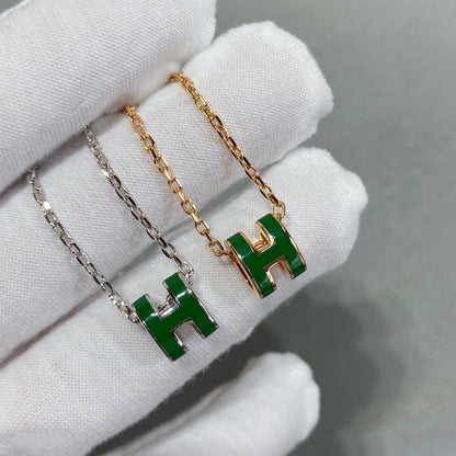 [Bling Jewelrys ]POP H GREEN NECKLACE SILVER AND GOLD