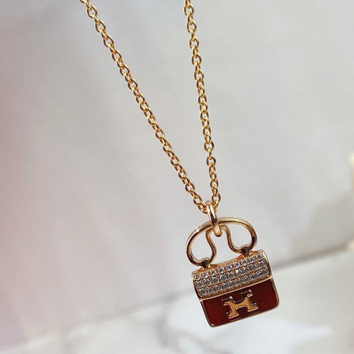 [Bling Jewelrys ]CONSTANCE RED PEDANT PINK GOLD NECKLACE