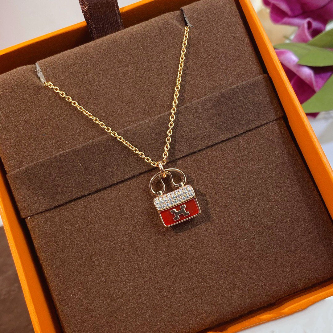 [Bling Jewelrys ]CONSTANCE RED PEDANT PINK GOLD NECKLACE