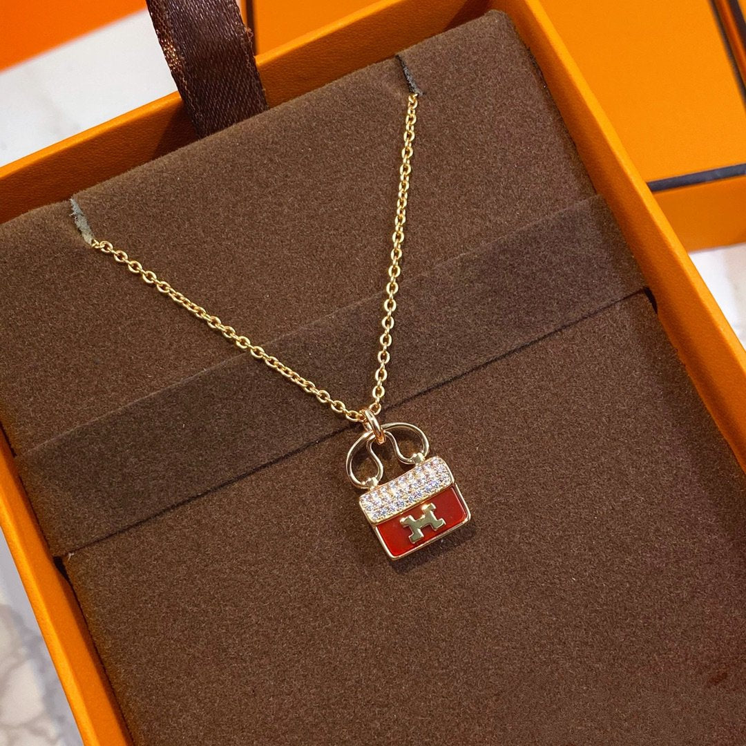[Bling Jewelrys ]CONSTANCE RED PEDANT PINK GOLD NECKLACE