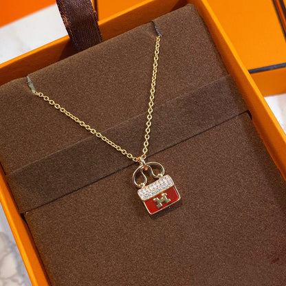 [Bling Jewelrys ]CONSTANCE RED PEDANT PINK GOLD NECKLACE