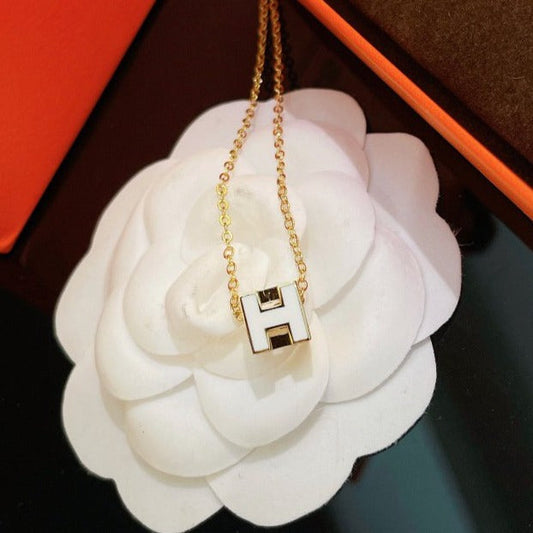 [Bling Jewelrys ]H WHITE SQUARE GOLD NECKLACE