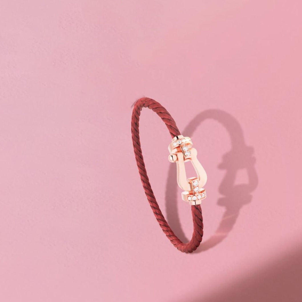 [Bling Jewelrys ]FORCE 10 HALF DIAMOND PINK GOLD RED CORDERI LARGE AND MEDIUM MODEL