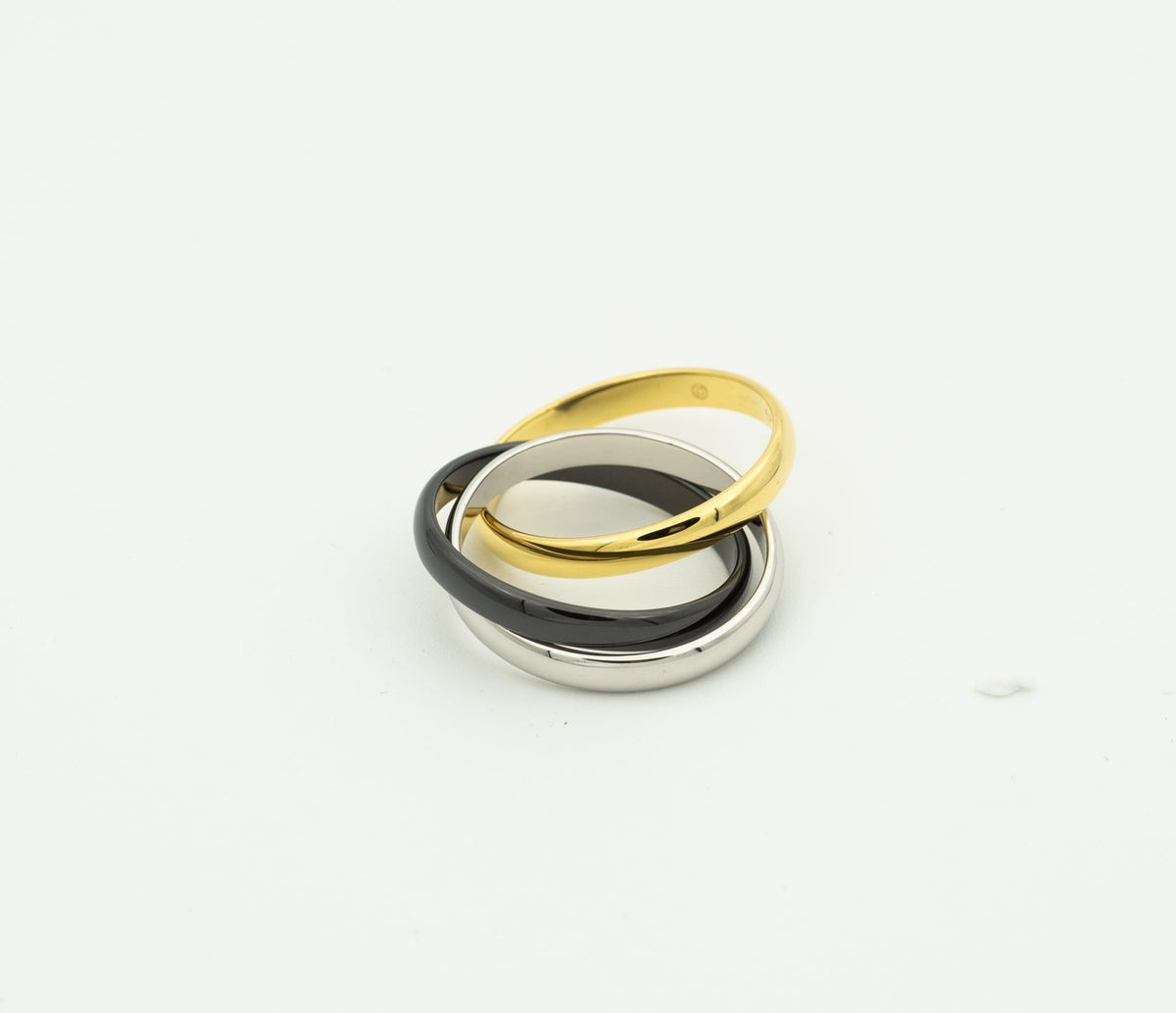 [Bling Jewelrys ]TRINITY RING BLACK GOLD SILVER