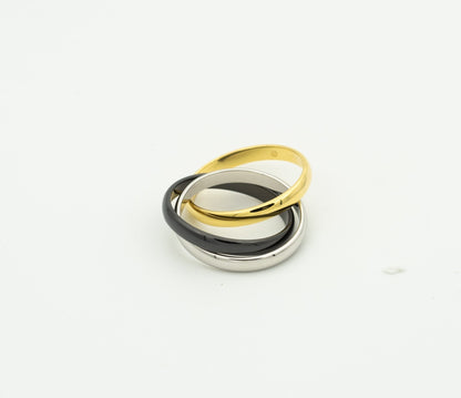 [Bling Jewelrys ]TRINITY RING BLACK GOLD SILVER