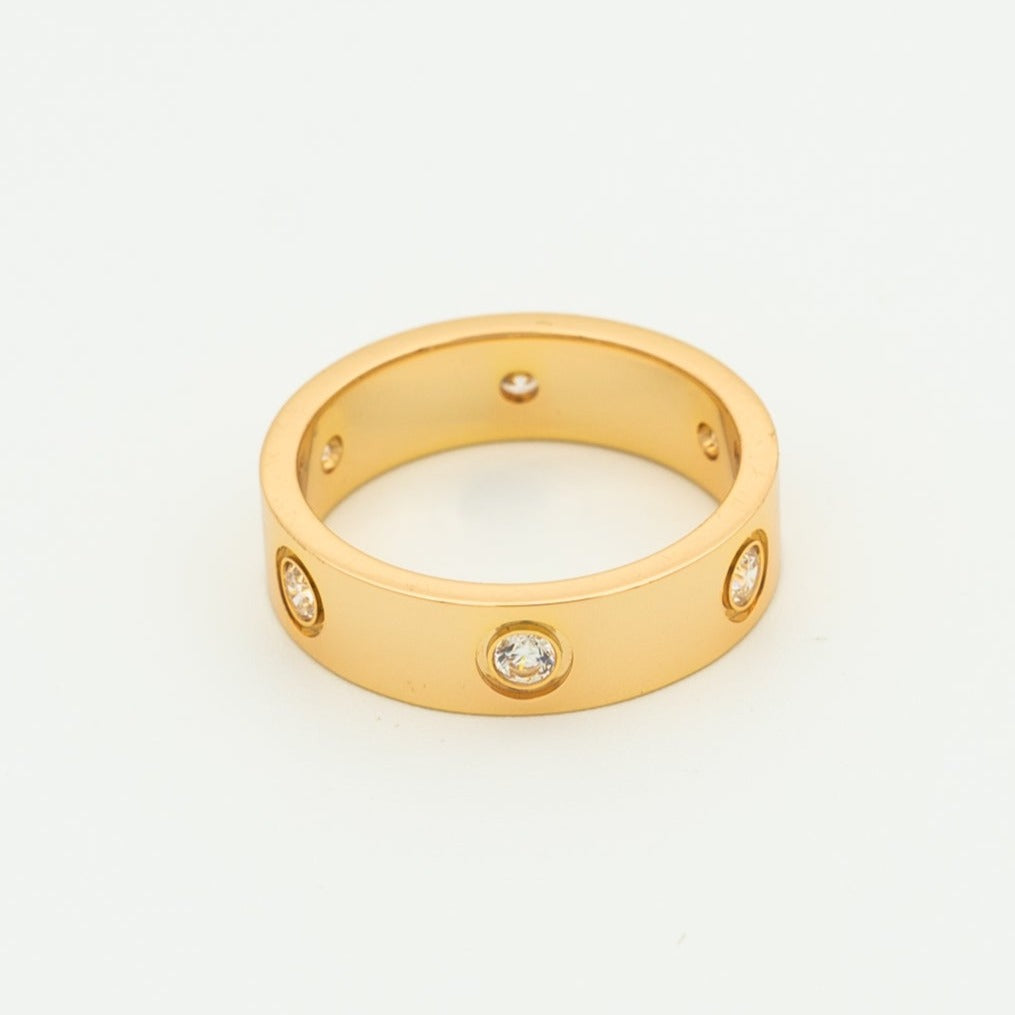 [Bling Jewelrys ]LOVE RING 5.5MM 6 DIAMONDS PINK GOLD