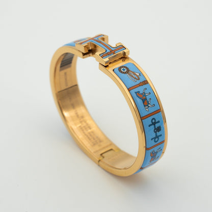 [Bling Jewelrys ]H PINK GOLD BRACELET BLUE CERAMIC