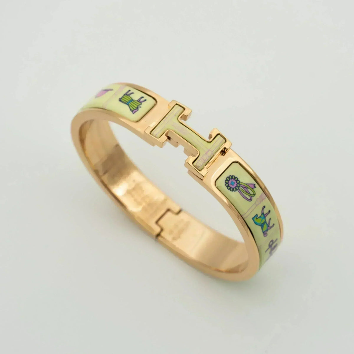[Bling Jewelrys ]H PINK GOLD BRACELET CREAM CERAMIC