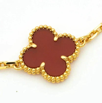 [Bling Jewelrys ] CLOVER 5 MOTIF RED CORNELIAN BRACELET COLLECTION