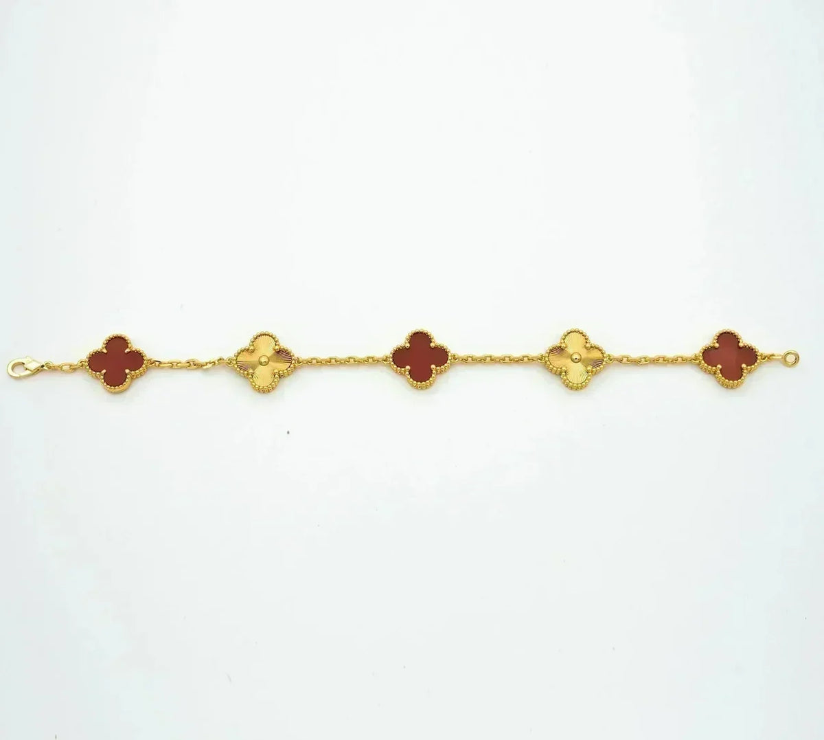 [Bling Jewelrys ] CLOVER 5 MOTIF RED CORNELIAN BRACELET COLLECTION