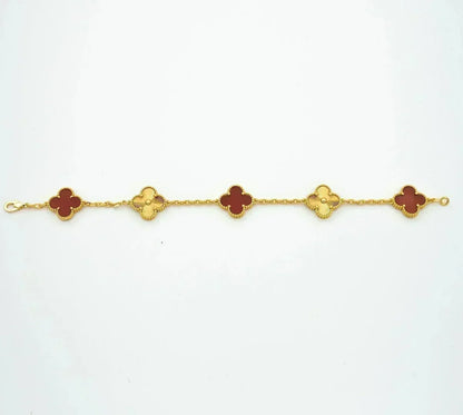 [Bling Jewelrys ] CLOVER 5 MOTIF RED CORNELIAN BRACELET COLLECTION