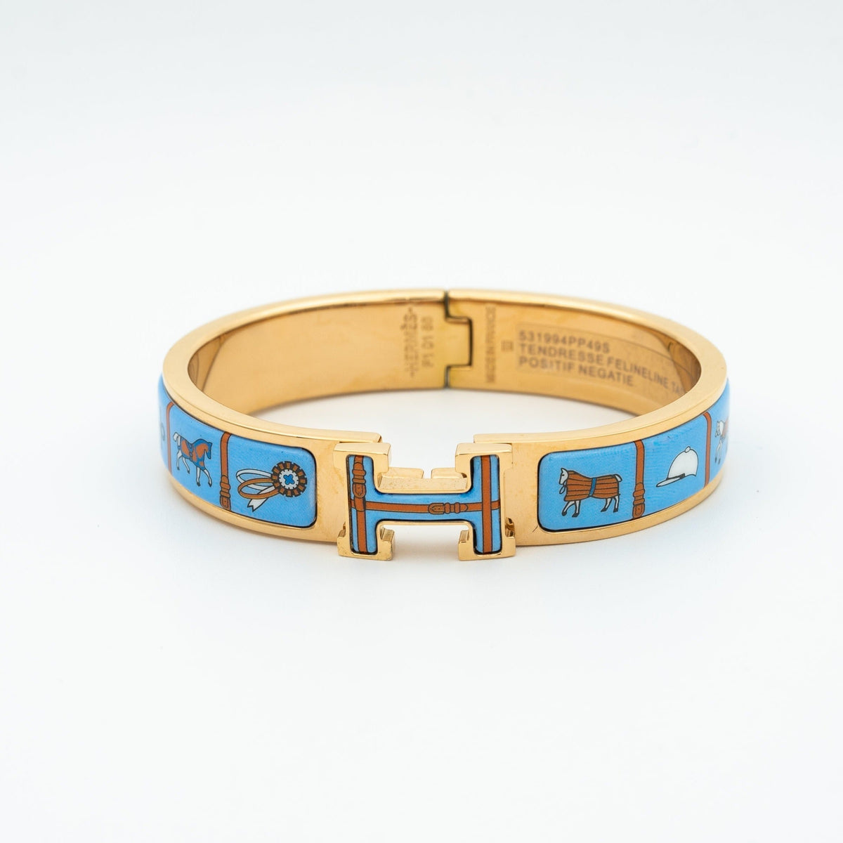 [Bling Jewelrys ]H PINK GOLD BRACELET BLUE CERAMIC