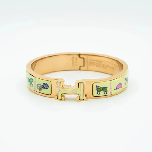 [Bling Jewelrys ]H PINK GOLD BRACELET CREAM CERAMIC
