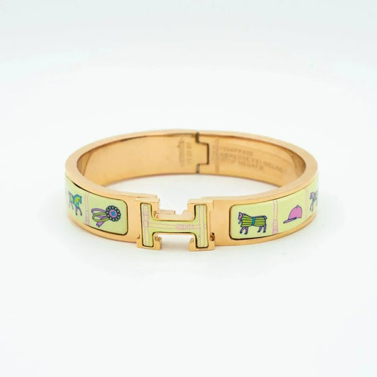 [Bling Jewelrys ]H PINK GOLD BRACELET CREAM CERAMIC