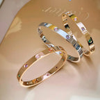 [Bling Jewelrys]クラシック 6.1mm ラブブレスレット 10ダイヤモンド マルチカラー