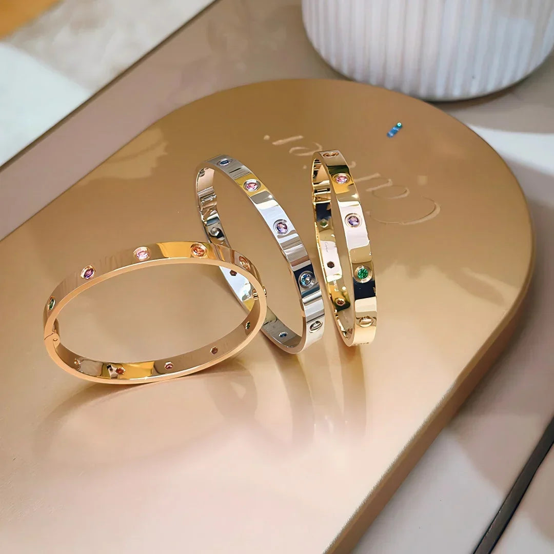 [Bling Jewelrys]CLASSIC 6.1MM LOVE BRACELET 10-DIAMOND MULTICOLOR