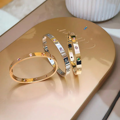 [Bling Jewelrys]CLASSIC 6.1MM LOVE BRACELET 10-DIAMOND MULTICOLOR
