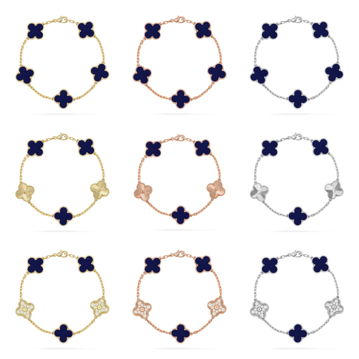 [Bling Jewelrys ]CLOVER 5 MOTIF LAPIS LAZULI BRACELET COLLECTION