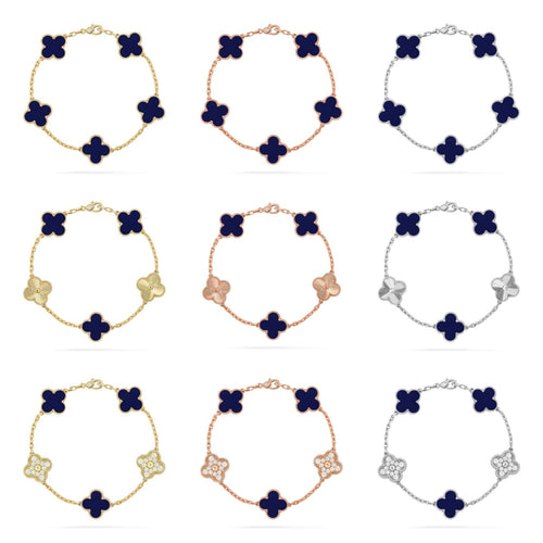 [Bling Jewelrys ]CLOVER 5 MOTIF LAPIS LAZULI BRACELET COLLECTION