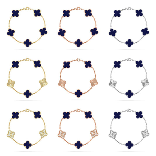 [Bling Jewelrys ]CLOVER 5 MOTIF LAPIS LAZULI BRACELET COLLECTION