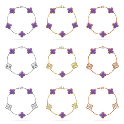 [Bling Jewelrys ]KLEEBLATT 5 MOTIV HELLVIOLETT ARMBAND KOLLEKTION