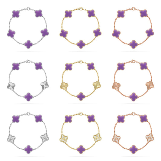 [Bling Jewelrys ]CLOVER 5 MOTIF LIGHT PURPLE BRACELET COLLECTION