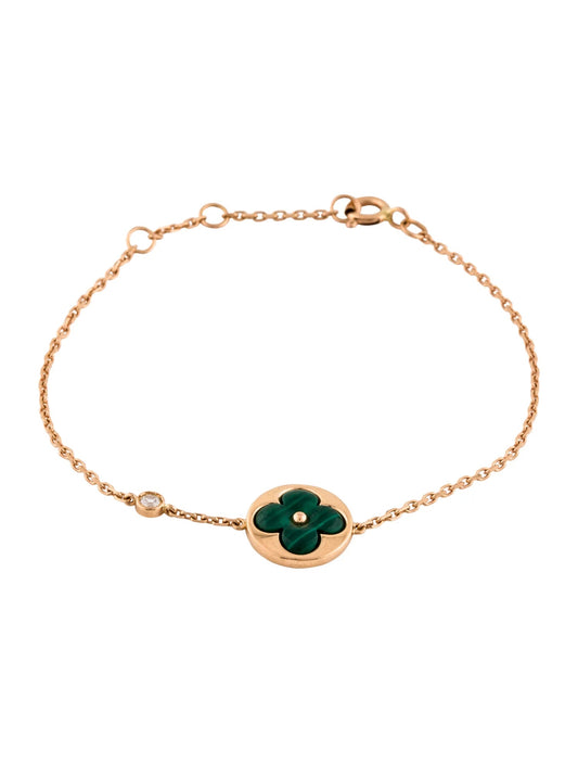 [Bling Jewelrys ]SUN MALACHITE 1 DIAMOND PINK GOLD BRACELET