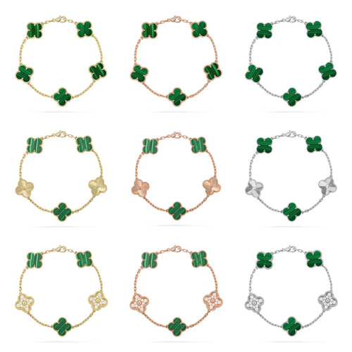 {
  "Bling Jewelrys ": "Bling Jewelrys ",
  "CLOVER  5 MOTIF MALACHITE BRACELET COLLECTION": "KLEEBLATT 5-MOTIV MALACHIT-ARMBAND KOLLEKTION"
}